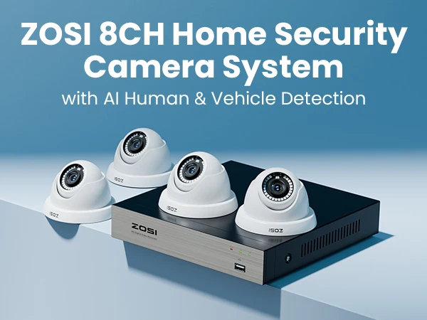 ZOSI 8CH 1080P Wired Security Camera System H.265+ 8CH 5MP Lite HD CCTV DVR Recorder 2MP Indoor/Outdoor Dome Surveillance Camera