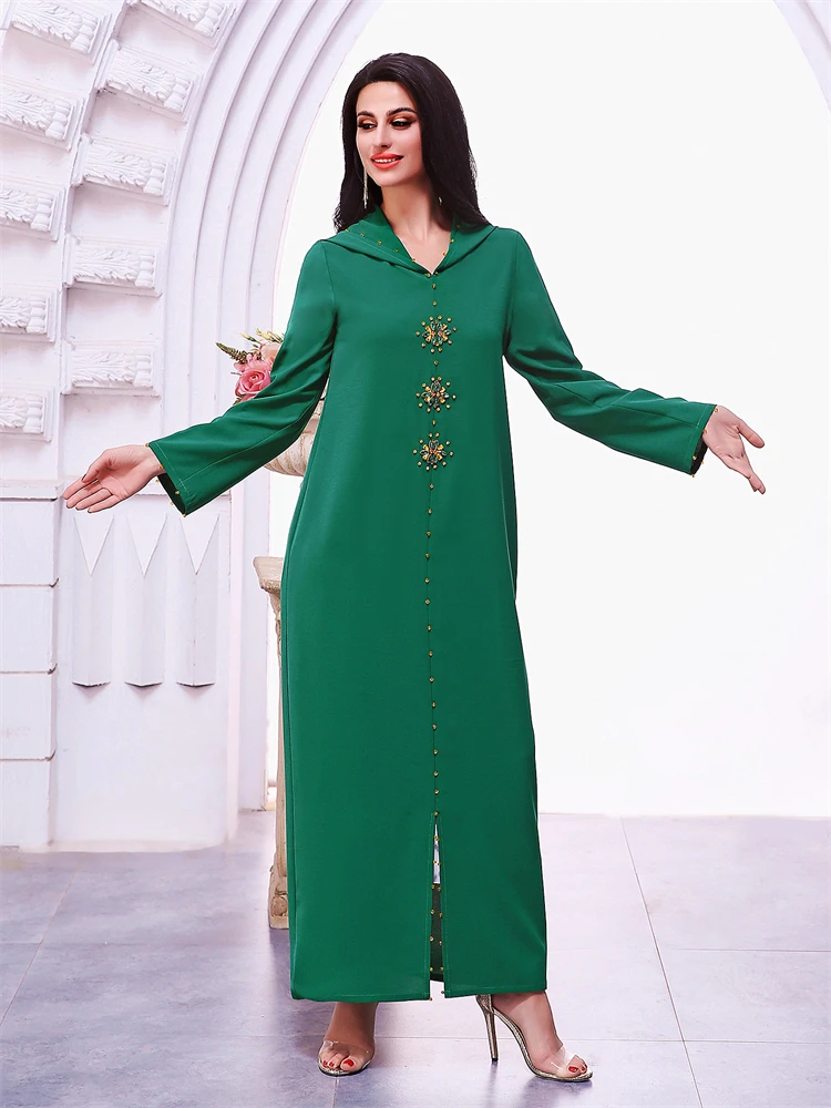 Ramadan Green Modest Abaya Damen Dubai Islam Muslim African Dresses For Women Kebaya Kaftan Robe Musulmane Caftan Marocain Femme