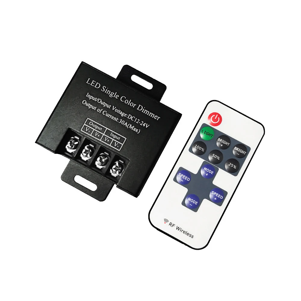 DC12V-24V 30A LED Dimming Controller 11-Key RF Wireless Remote Control for 5050 3528 Single Color LED Light Strip
