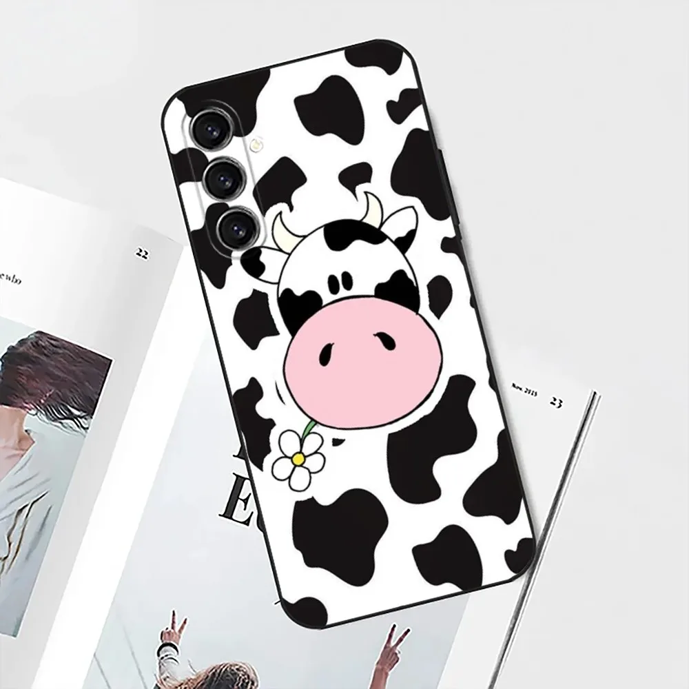 Dairy Cattle Cow Speckle Cute Cover  Phone Case For Samsung S24,21,22,23,30,Ultra,S20,Plus,Fe,Lite,Note,10,9,5G Black Soft Cover