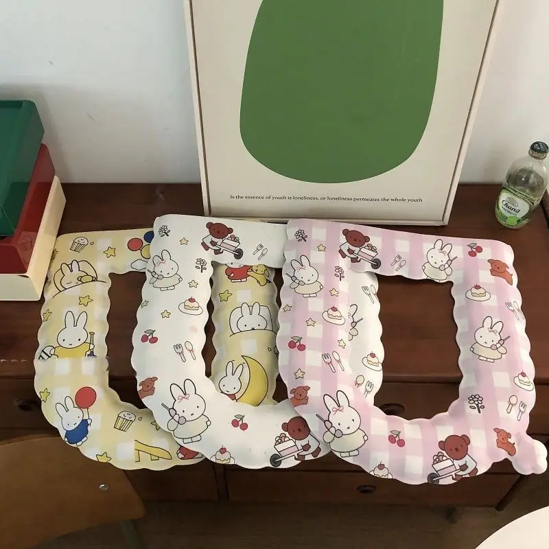 Cute Cartoon Rabbit Miffy Bunny Toilet Seat Pad Kawaii Wavy Trim Washable Soft Household Bathroom Toilet Cover for Home Restroom