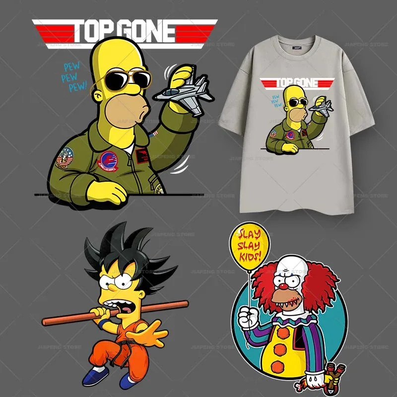 The Simpsons Iron On Patches On Clothing Homer Anime Cosplay Heat Transfer Vinyl For Clothes Hot Thermal Stickers Applique