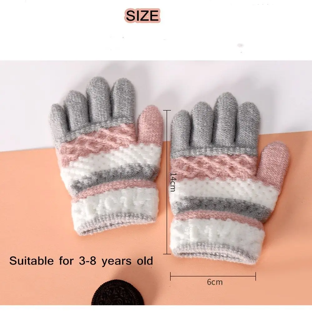 Full Finger Gloves Kids Girls Boys Gloves Winter Autumn Soft Knitted Baby Gloves Mittens Children Gloves 3-8 Years