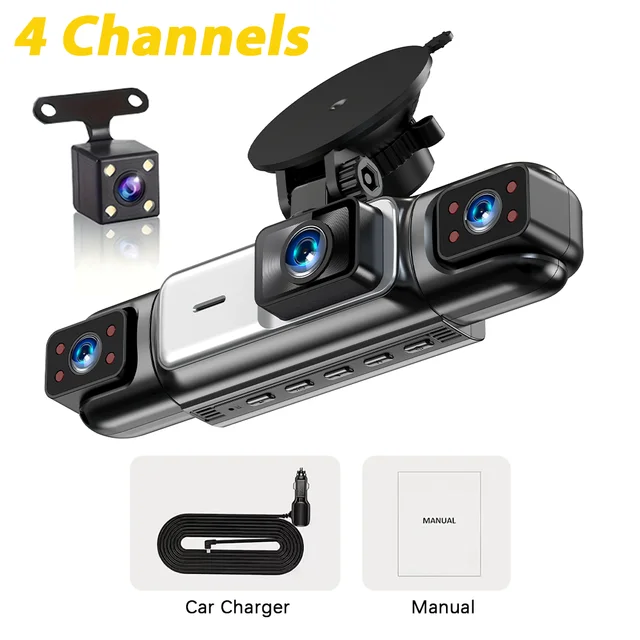 4 Channel Car Dash Cam DVR Black Box FHD 1080P Night Vision 24h Parking G-Sensor Loop Recording Car Cameras Video Recorder
