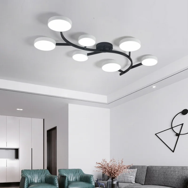 

Modern branch-shaped LED bedroom dining ceiling lamp hotel living corridor aisle wrought iron lighting direct sales