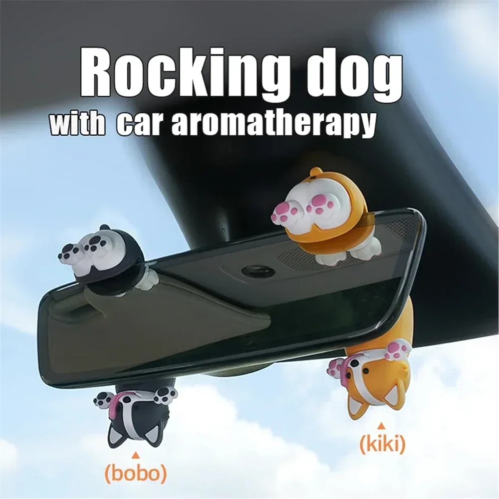 Rearview Mirror Decoration Rocking Head Moving Doll Puppy Air Deodorant Swing Car Pendant Cute Car Supplies Unusual Ornaments