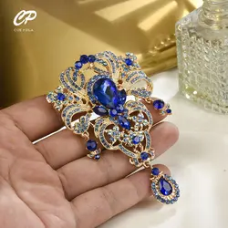 Creative Crown Brooch High-end Alloy Women's Corsage Women's Colorful Rhinestone and Water Drop Jewelry