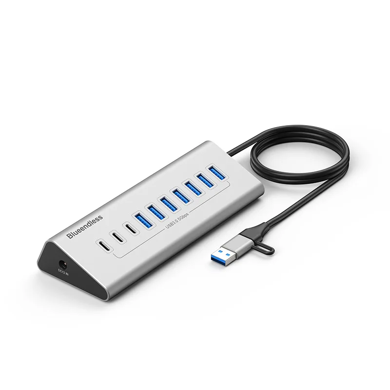 

Typec splitter 7/10 port USB 3.0 splitter with power supply hub hub, aluminum alloy computer docking station
