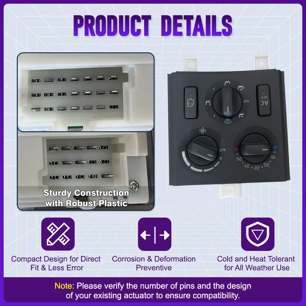 مفتاح التحكم في المناخ لتكييف الهواء بالتيار المتردد 20508582 21318121 لشاحنة فولفو FH FM A/C لوحة وحدة التحكم مجتمعة التبديل #3