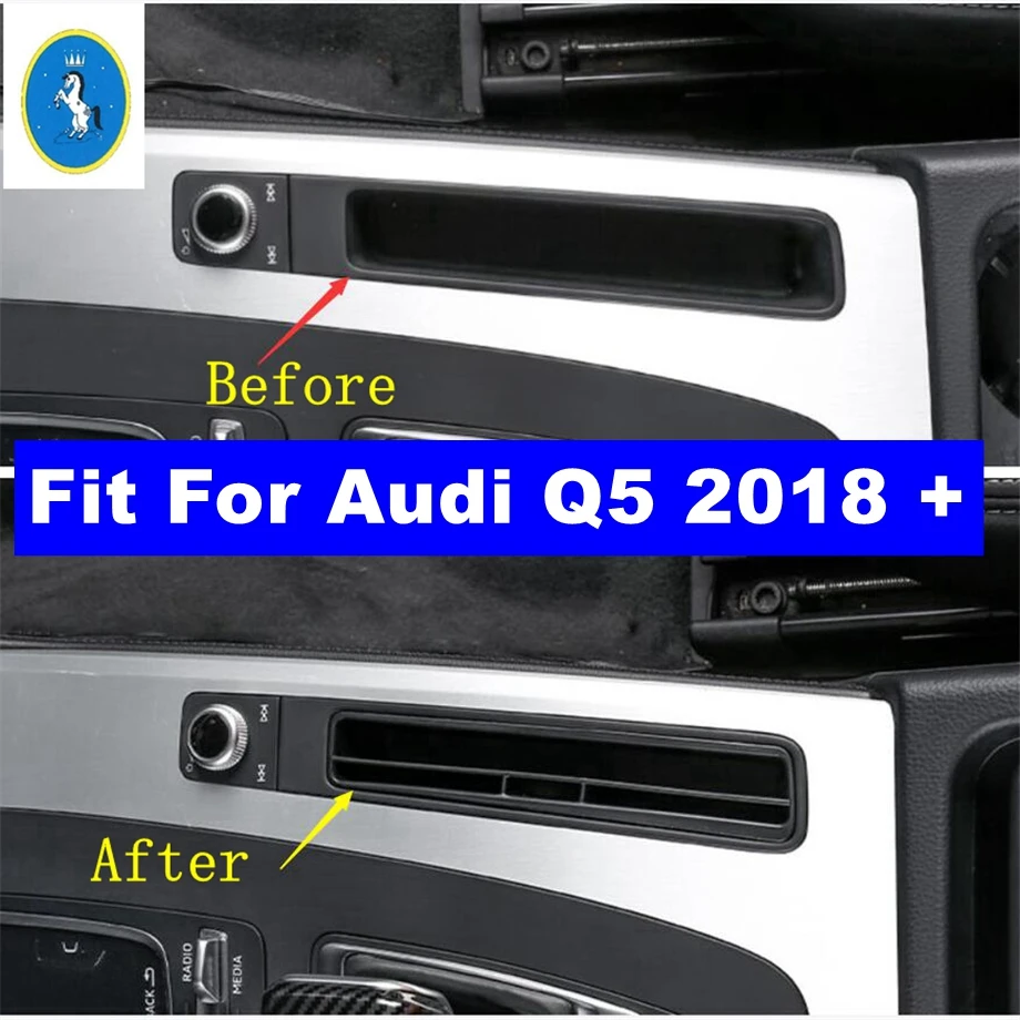 

Black Center Console Storage Bank Card Slot Container Multifunction Cover For Audi Q5 2018 - 2022 Plastic Interior Accessories