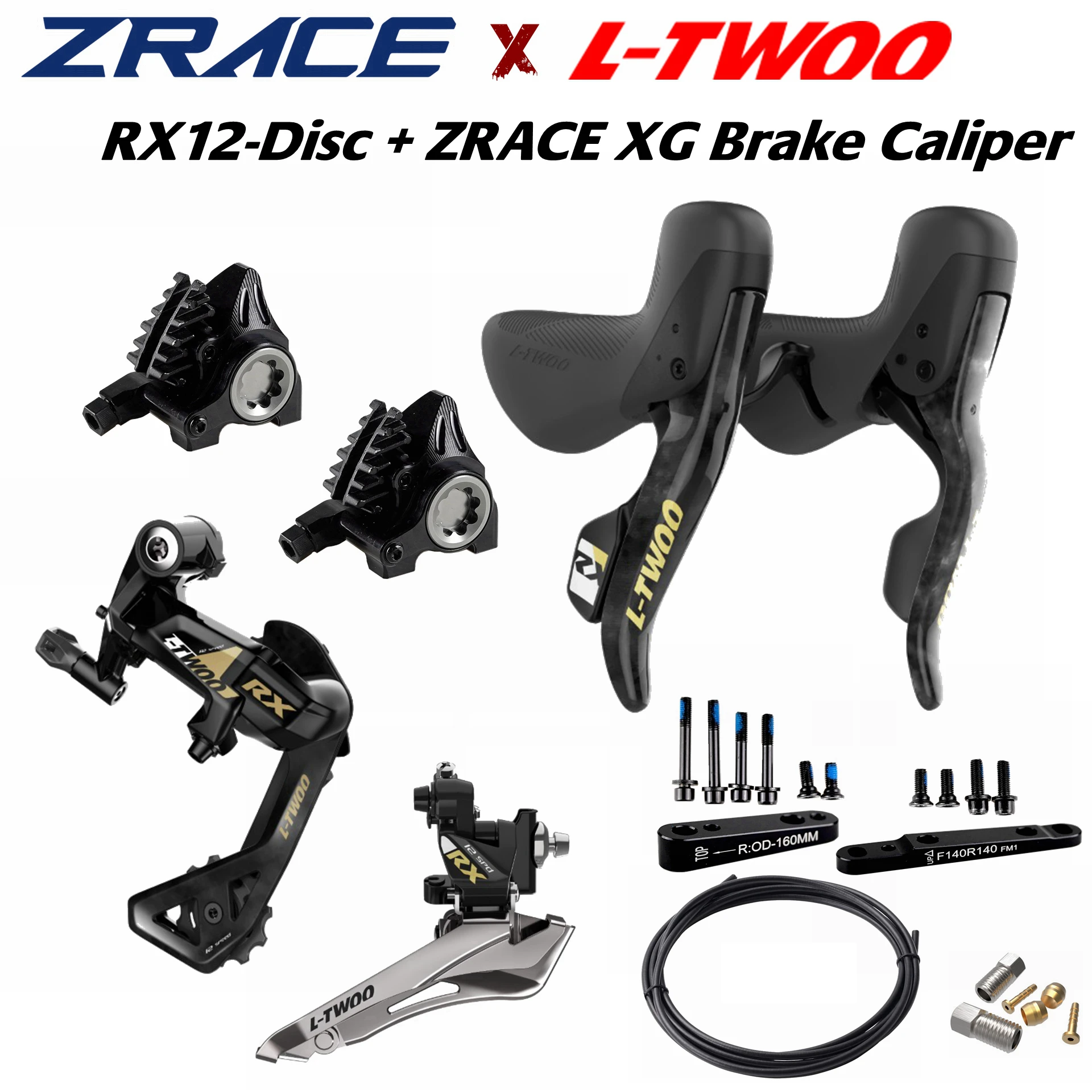 

LTWOO RX 12 Disc 2x12s Road Hydraulic Disc Brake Groupset + ZRACE XG Flat Mount Brake Caliper,Carbon Fibre,Benchmark R7020 R8020