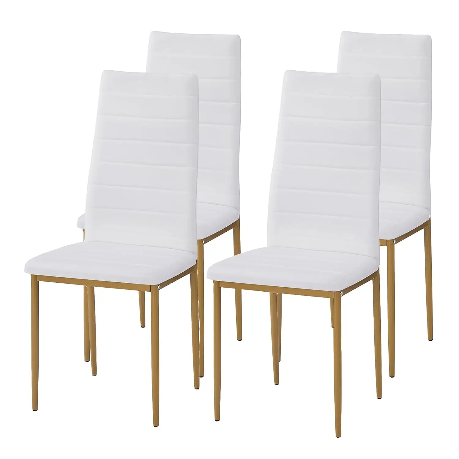 

Armless Dining Chairs Set of 4 Metal Frame White Gold Kitchen Living Room, Customized