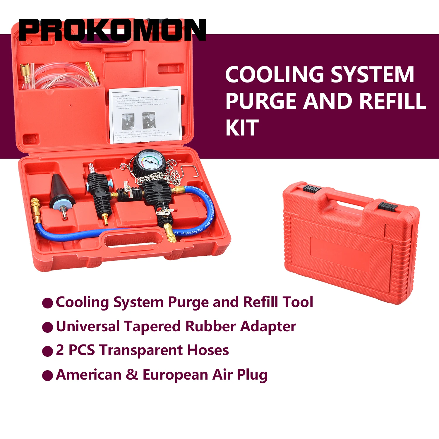 Cooling System Vacuum Purge & Refill Tools Kit For Most Car