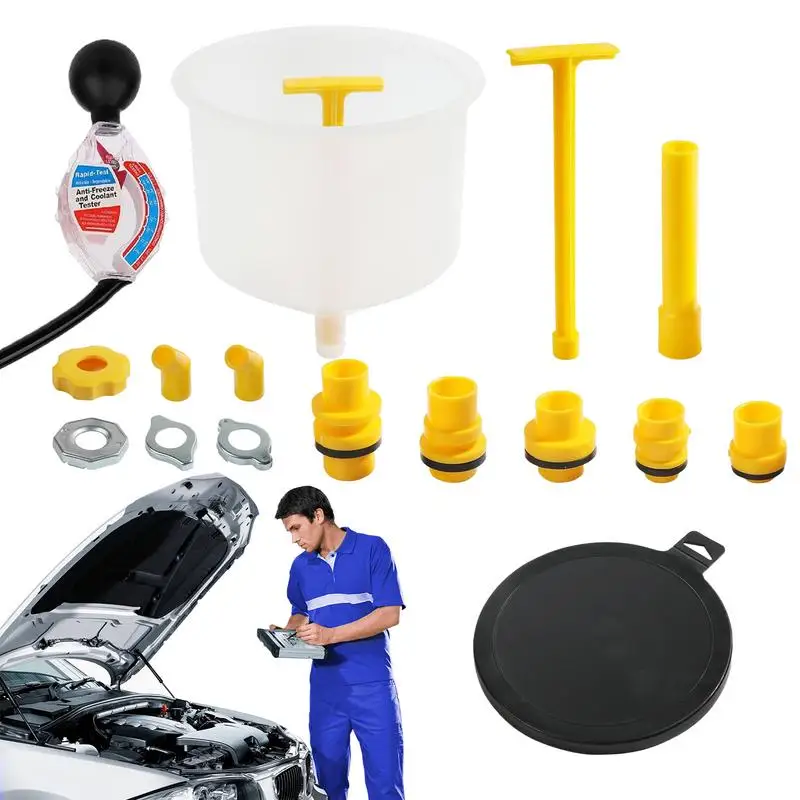 

Coolant Flush Kit Automotive Use Funnels 16 Pieces Spill Proof Radiator Flush Kit Automotive Tool Radiator Fill Funnel Kit