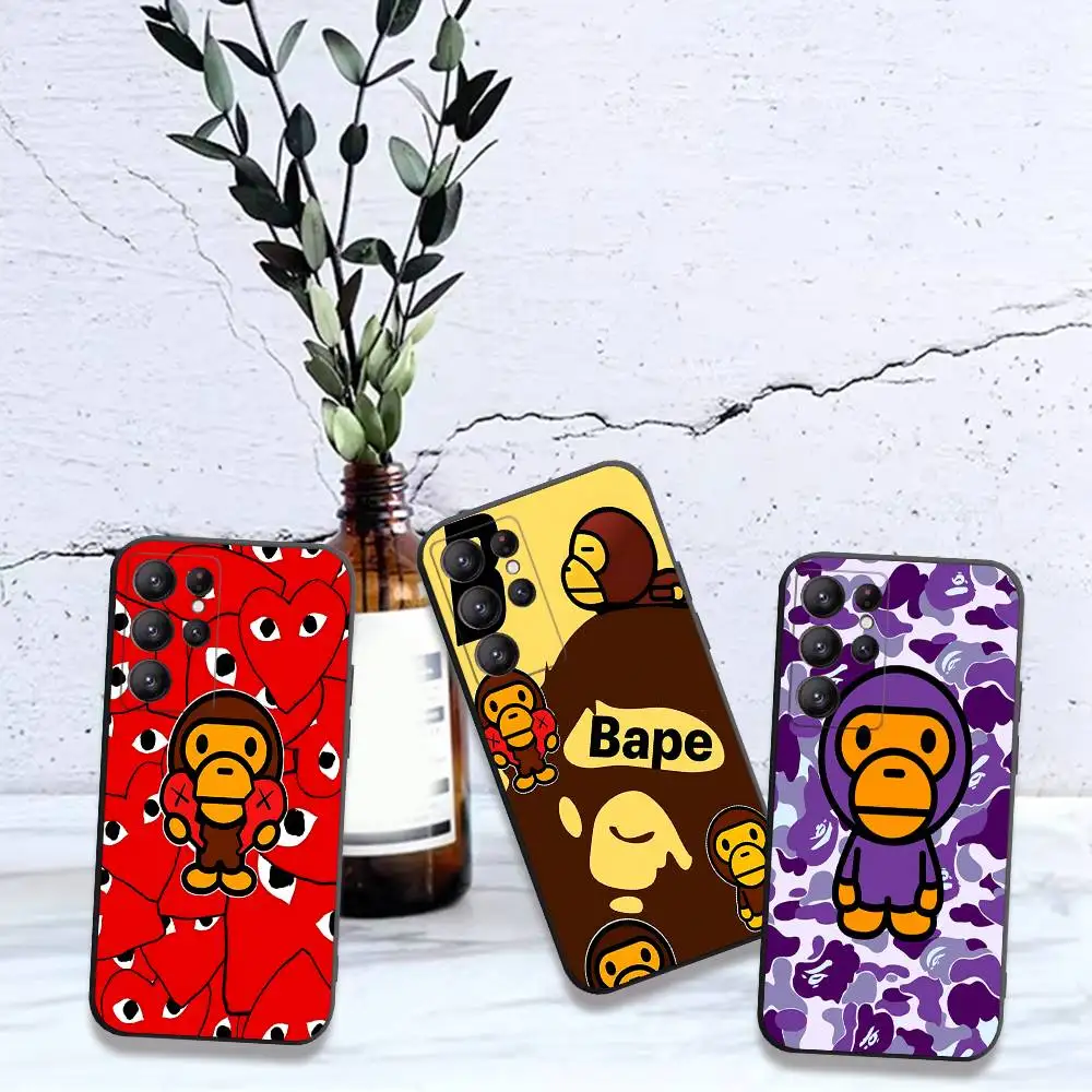 Cute cartoon love monkey B-Bape Phone Case For Samsung S 24 fe 25 Ultra plus 20 lite 21 30 22 23 24 22 Ultra 5G Fundas
