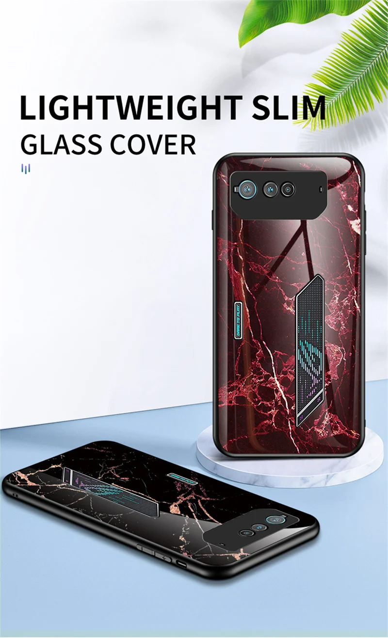 For Asus ROG Phone 6 Rog6 Case Marble Grain Tempered Glass Back Cover Shockproof Phone Case for Asus Rog Phone 6 Phone6 Rog6 5G