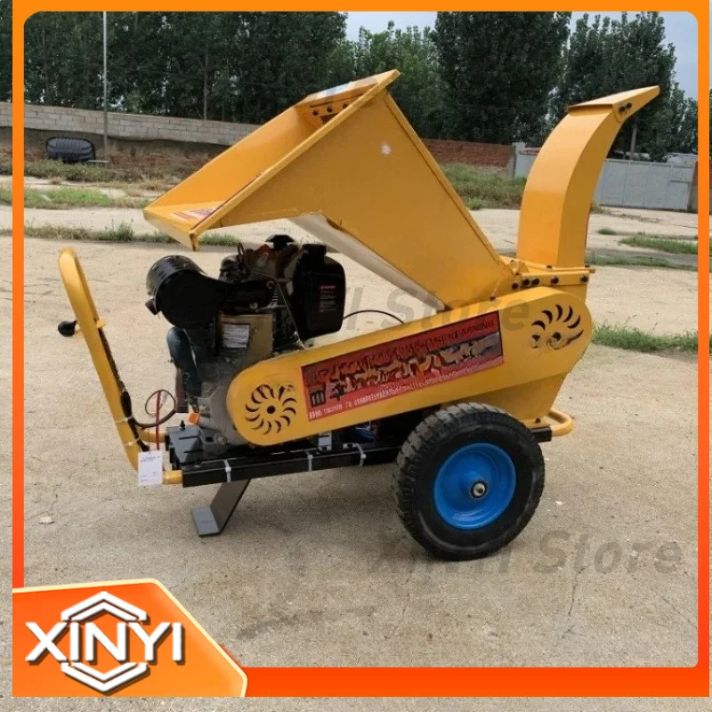 Mobile fresh branch grinder, orchard and leaf cleaning , garden management