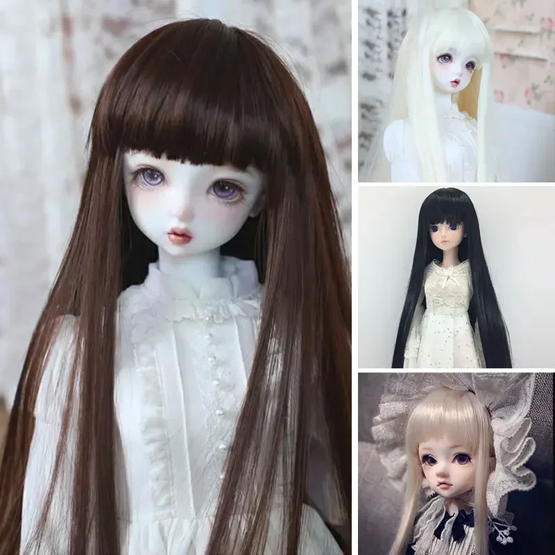 BJD SD 1/3 1/4 1/6 1/8 1/12 doll wig male and female dolls high temperature fiber neat bangs long straight hair 24 color