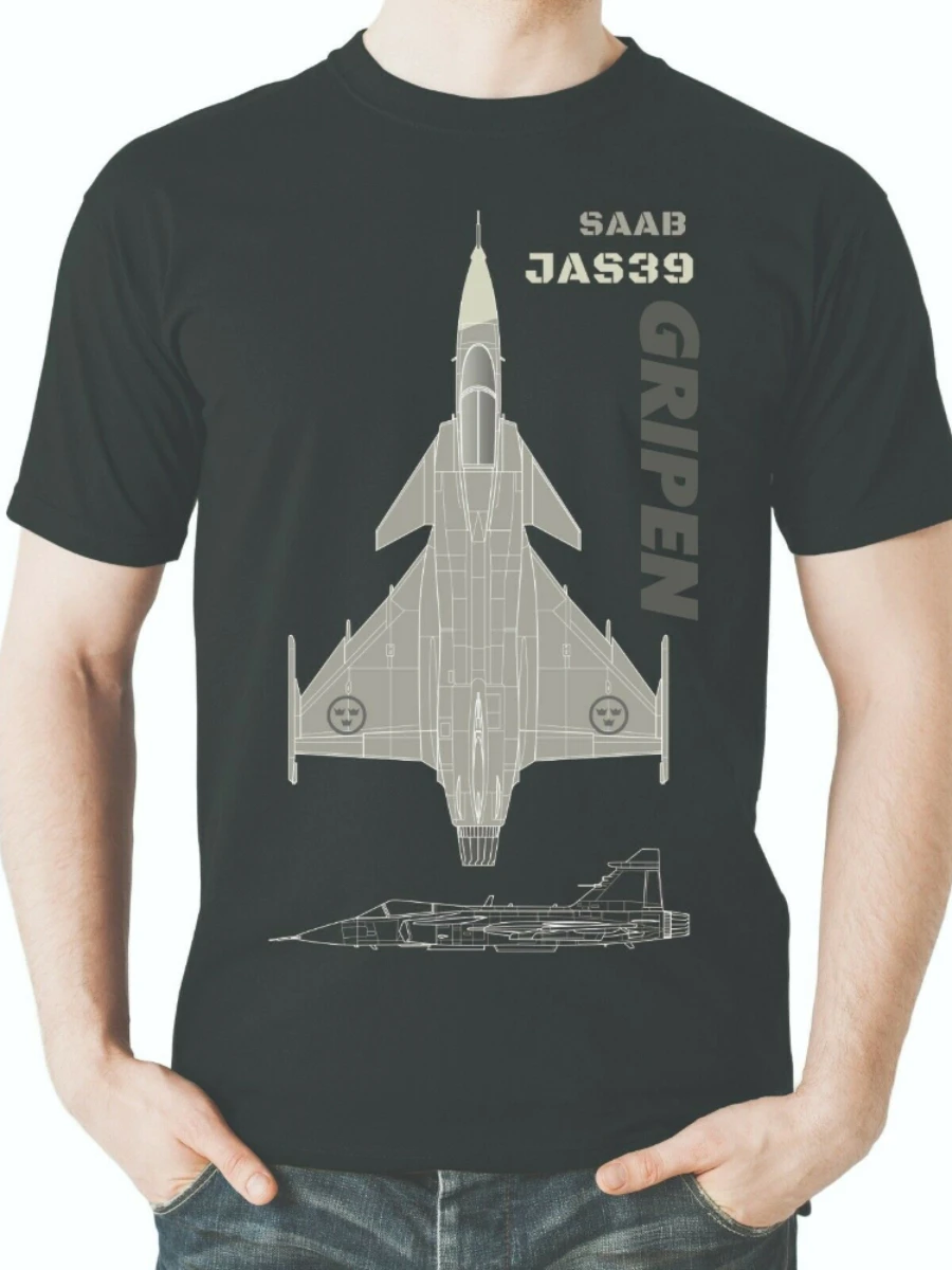 Swedish Air Force JAS 39 Gripen Fighter T-Shirt Summer Cotton Short Sleeve O-Neck Men\'sT Shirt New S-3XL