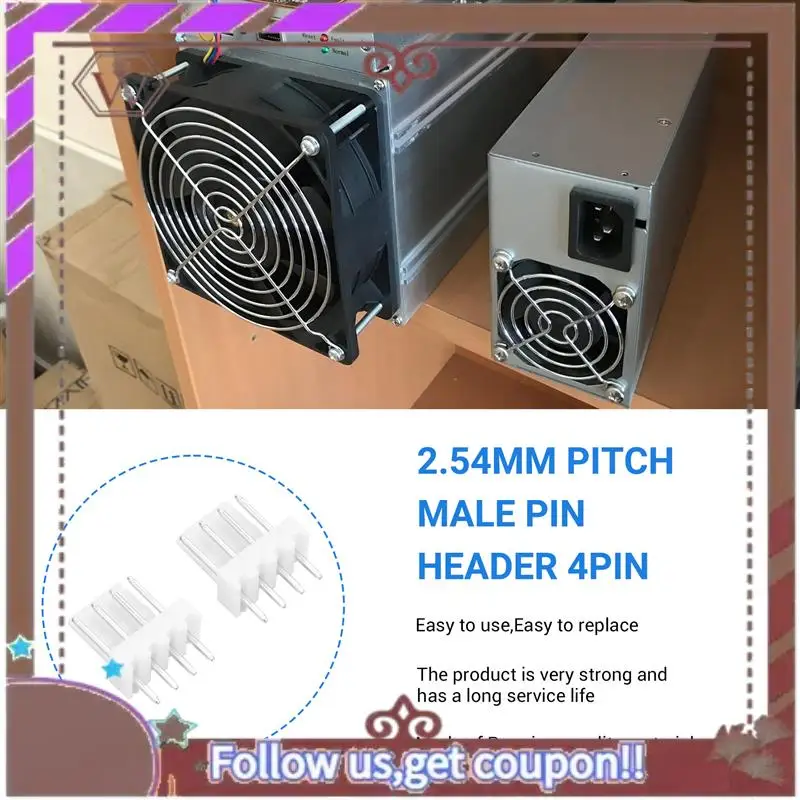 ABBG-100Pcs KF2510 Connector 2.54MM PITCH Male Pin Header 4Pin Fan Connector For ASIC Miner Antminer S9 Z9 Z15 L3+ DR3 T2T A9