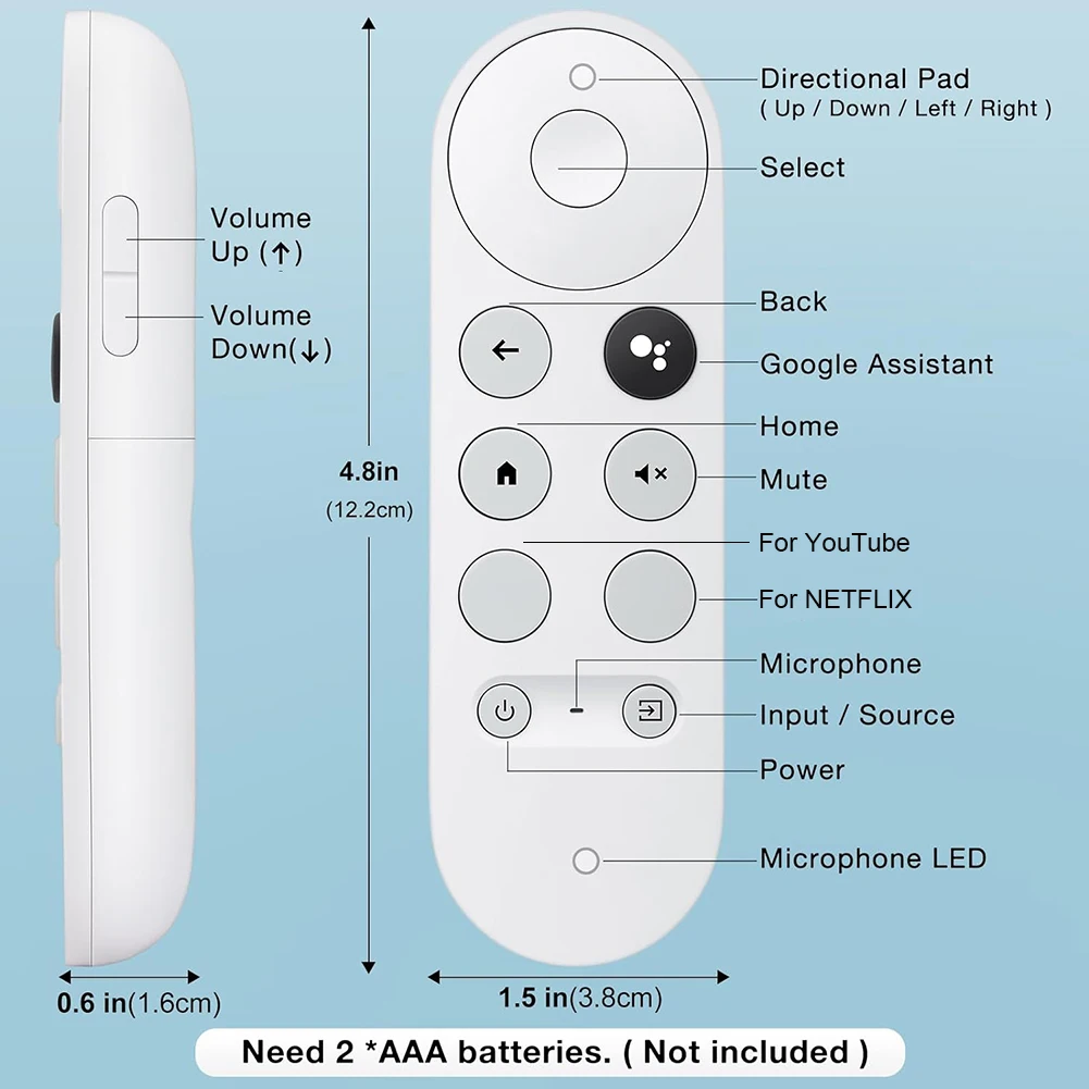 G9N9N IR Remote Bluetooth-Compatible Voice Universal Remote Control Remote Controller for Google TV Chromecast 4K Snow