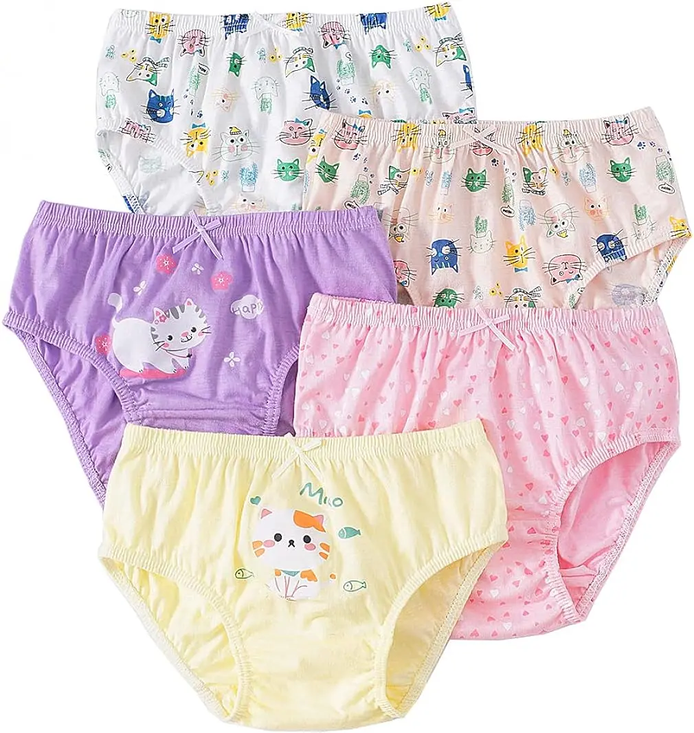 5 pz/scatola biancheria intima per bambini ragazza morbido cotone slip per ragazze pantaloni Cartoon Lovely Cat mutande per bambini mutandine