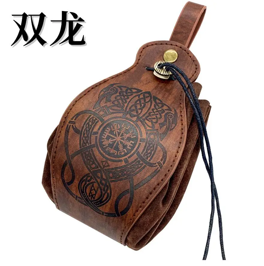 1 PC Cosplay Props Faux Leather Bracer Men Arm Armor Cuff Pouch Bags Steampunk Vintage Medieval Gauntlet Wristband Bracelet