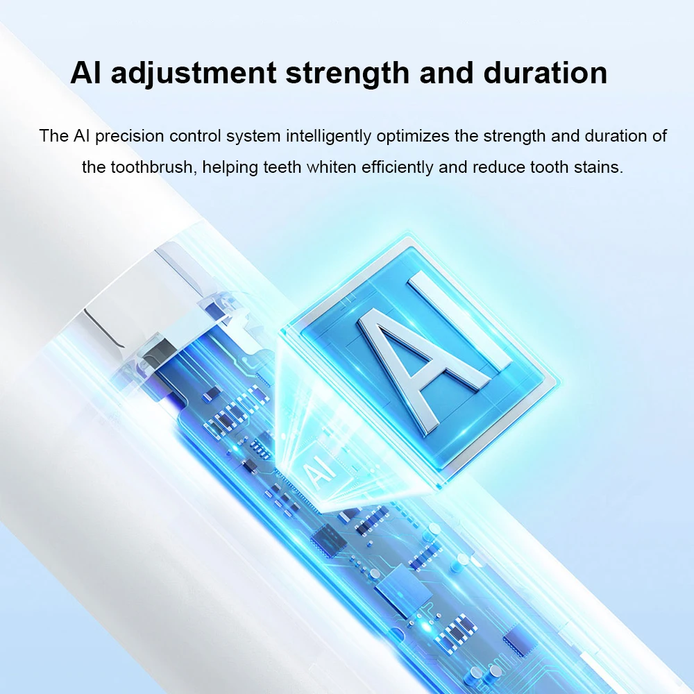 미지아 소닉 전동 칫솔, 방수 휴대용 스마트 치아 미백 청소 칫솔, 3 가지 칫솔질 모드, T501C, IPX8