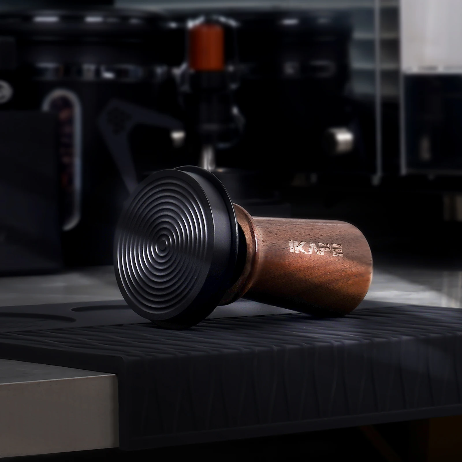 IKAPE Coffee Wooden Tamper V3, Espresso Walnut Tamper with Calibrated Spring Loaded And Titanium PVD Coating Base Fit 51/54/58mm