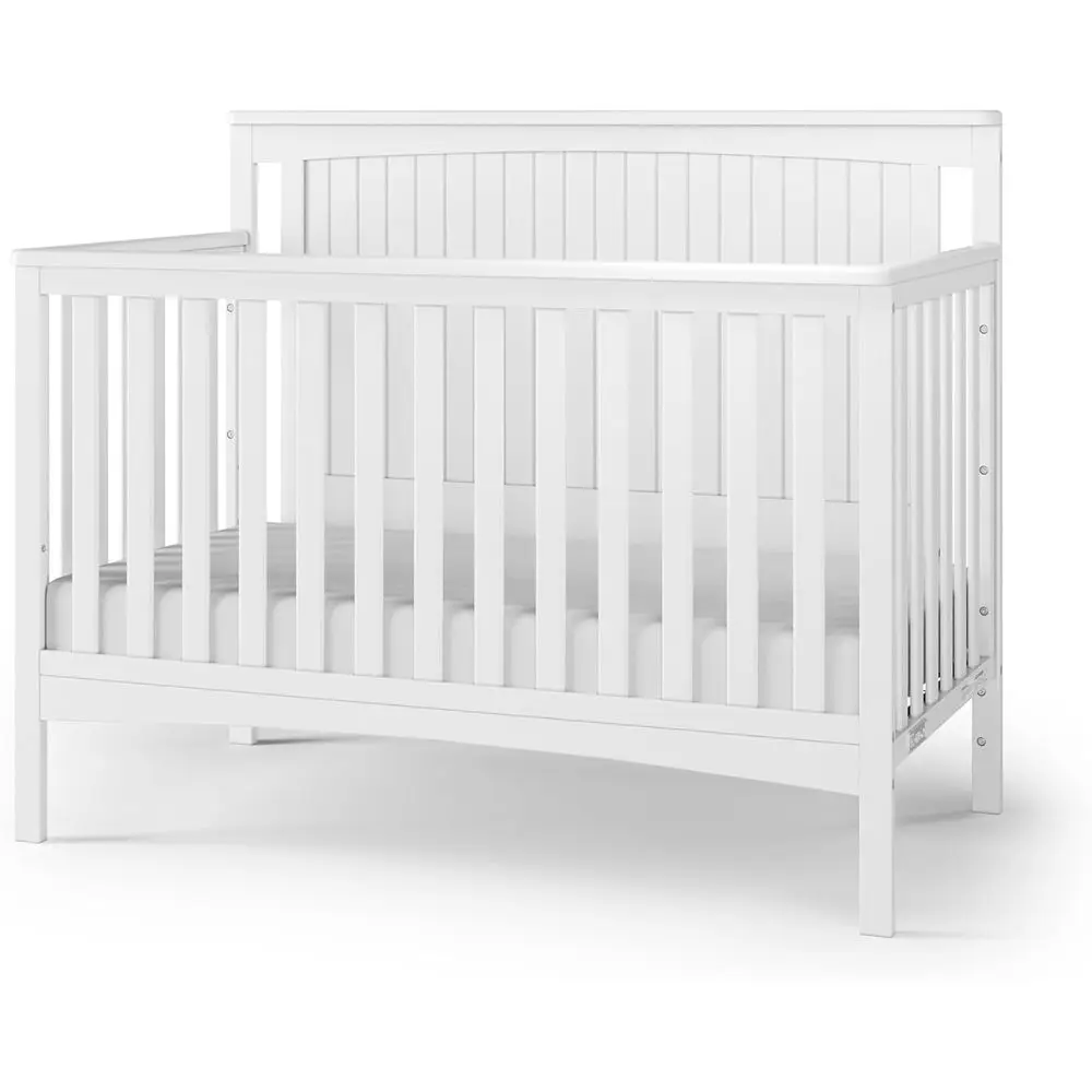 

4-in-1 Convertible Crib, Converts to Day Bed, Toddler Bed, Full Size Bed, 3 Mattress Positions, Non-Toxic, Baby Safe (Matte Whit