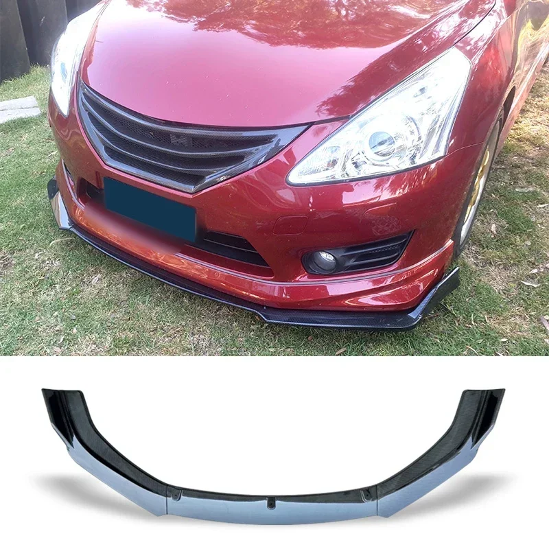 New！ Front Bumper Spoiler Protector Plate Lip Body Kit For Honda Tiida 2011 - 2014 Carbon Surface Car Decorative strip Chin Shov