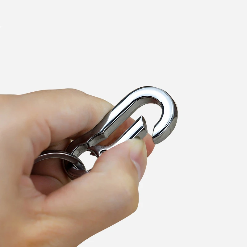 New Men Stainless Steel Horseshoe Buckle Climbing Keychain Anti-lost Buckle Hanging Fashion Key Ring Car Decoration Gift