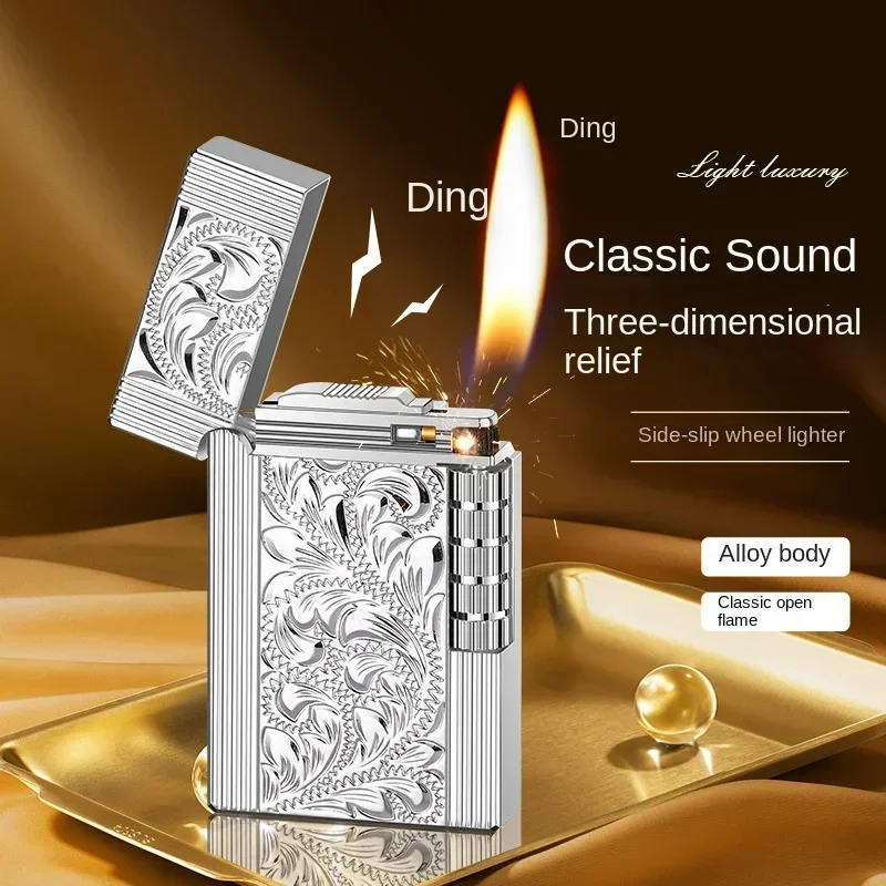Luxury Grinding Wheel Flame Lighter Inflatable Outdoor Lighter Mini Metal Small Tool Men's Gift Cigarette Accessories - Image 2