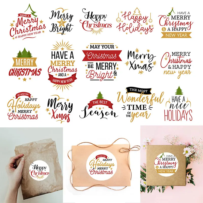 24/48pcs New Year Merry Christmas Stickers Rose Gold Santa Claus Self-adhesive Waterproof sealing Stickers Party Baking Package