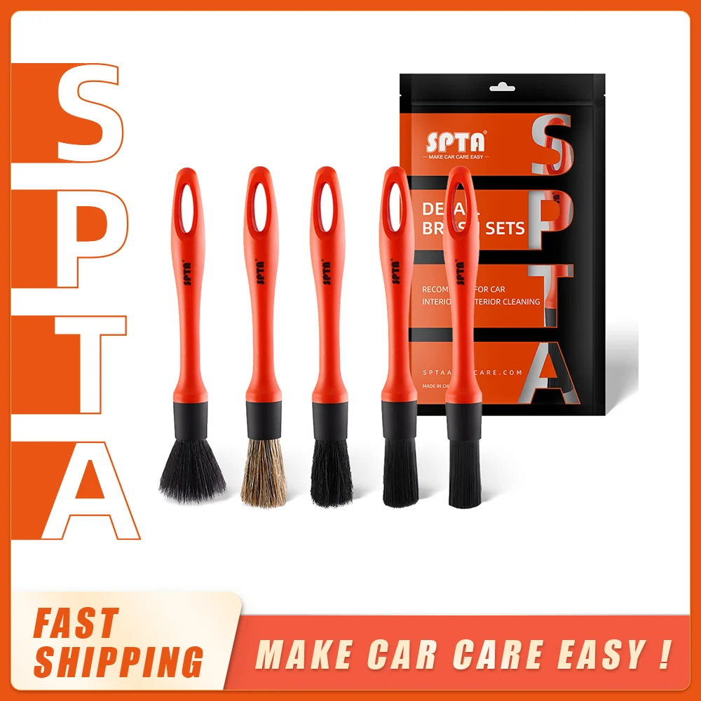 (Bulk Sale)1-15Sets SPTA Car Detailing Brush Boar Hair Detailing Brush for Cleaning Air Vents Engine Bays, Dashboard & Wheels