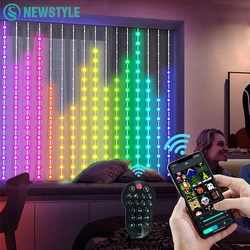 Smart LED Window Hanging Curtain Lights IP65 RGB APP Control DIY Text and Pattern Fairy Lights for Curtain Backdrop Home Decor