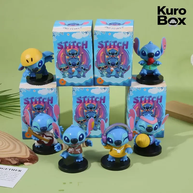 

Disney Stitch Blind Box 6 Styles Music Party Solid PVC Action Figures 8cm Tall Anime Collectibles Office Desktop Decor Figurines