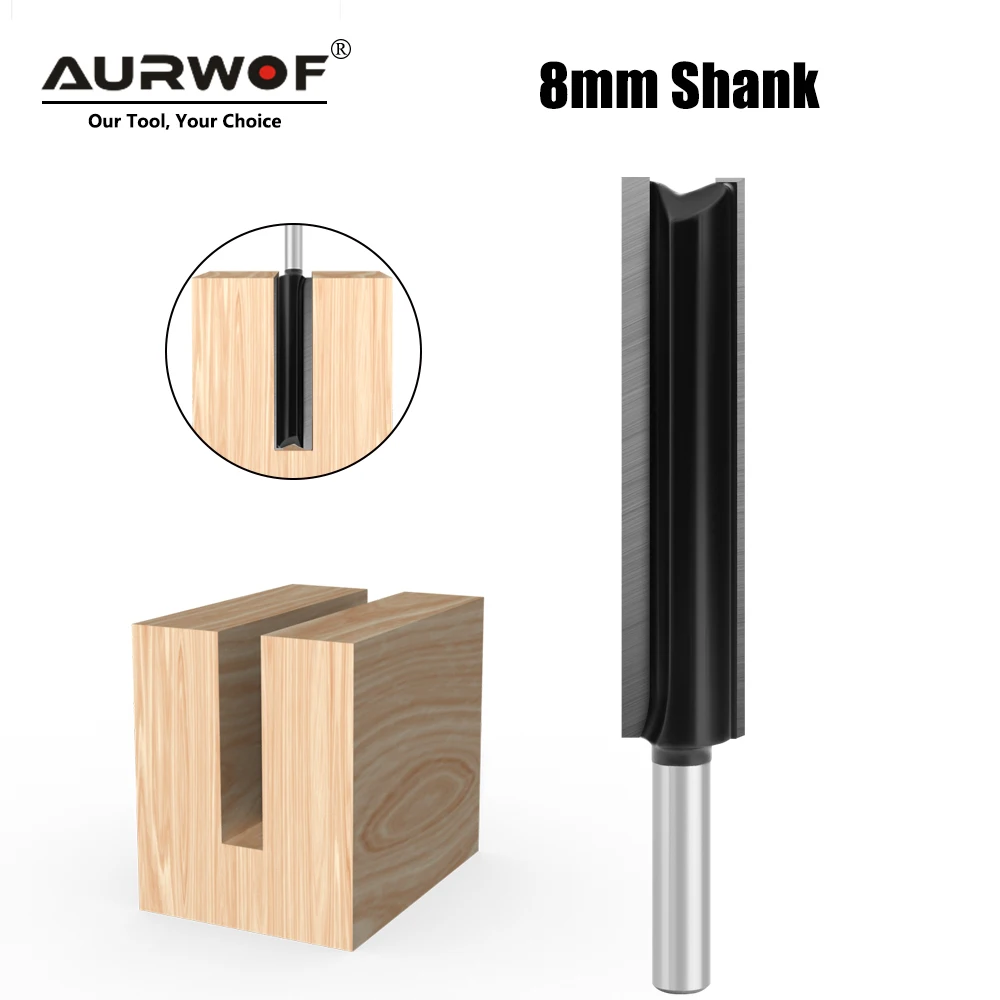 AURWOF 1PC 8mm Shank Long Blande Straight Bit 8*16*76mm Milling Cutting Diameter Edge Woodworking Trimming Cutter Knife C0800216