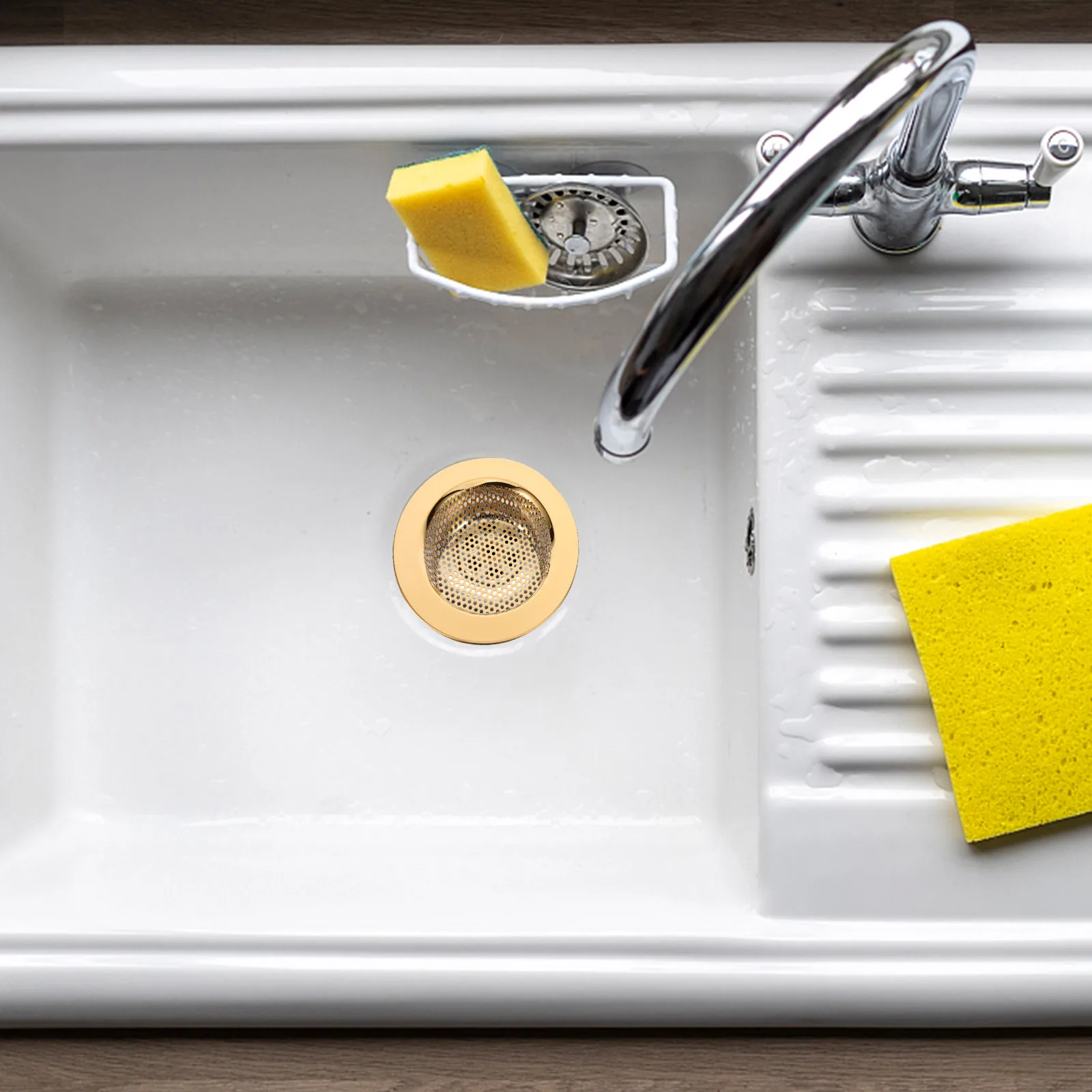 

1Set Kitchen Sink Stopper Durable Stainless Steel Filter Strainer Drain Basket Universal Anti-Clogging Hair Catcher Kitchen