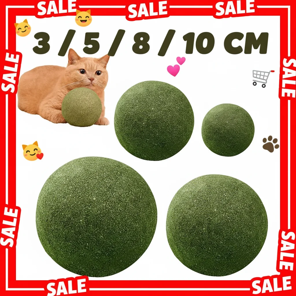 3/5/8/10CM Natürliche Katzenminze-Bälle Kätzchen-Katzenminze-Ball Leckspielzeug für Katzen Aller Rassen, Leckball-Spielzeug, das Haustierkatzen Faszinieren Lässt