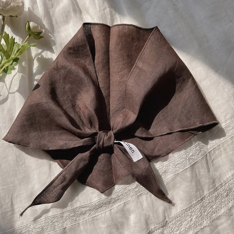 

Japanese-style solid color linen scarf women, suitable travel, decorative neck protector, versatile, breathable