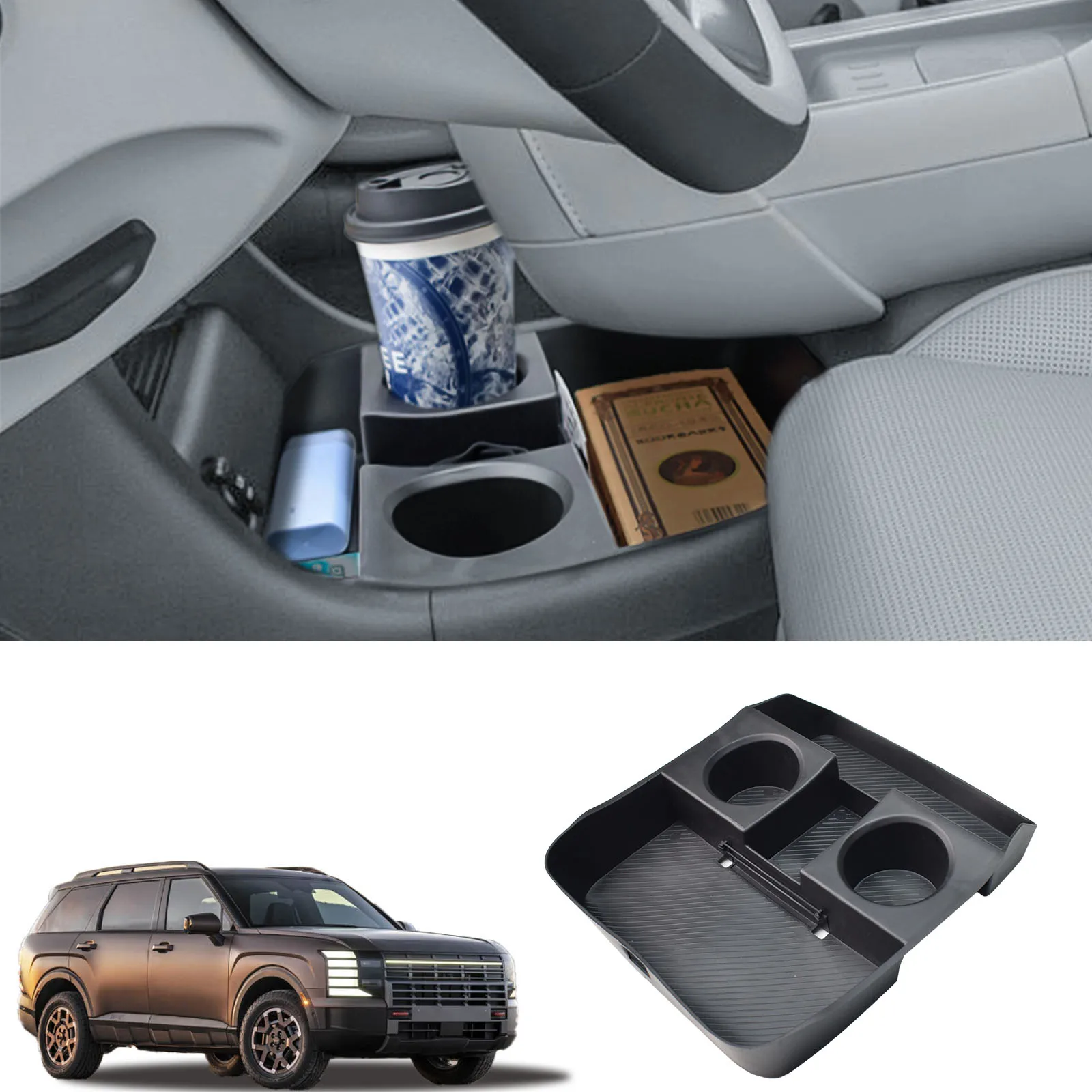 

Floor Center Console Organizer Tray For 2026 Hyundai Palisade Center Console Lower Storage Box Cup Holder Interior Accessories
