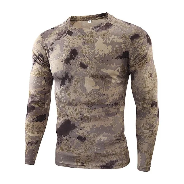 Fashion men's camouflage printed T-shirt casual trend army fan Y2K tops autumn new streetwear men's long sleeved round neck tees