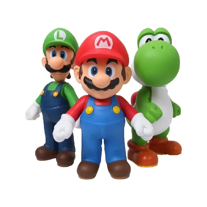 Figuras de acción de Super Mario Bros para niños, juguetes de colección de Anime, Mario, Luigi, Yoshi, Peach Bowser, regalos para niños, 25cm