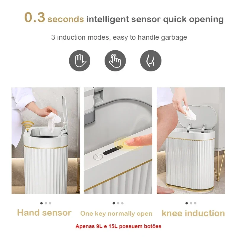 Cestino della spazzatura con sensore automatico cestino della spazzatura alla moda bagno wc pattumiera intelligente pattumiera a induzione da cucina