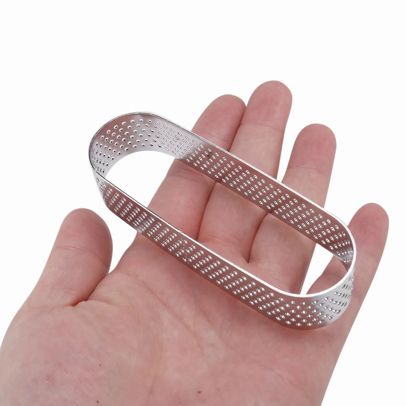 A36T-40Pcs Oval Tartlet Molds French Dessert Mousse Fruit Pie Tart Ring Quiche Cake Mold, Stainless Steel Tart Mousse Ring
