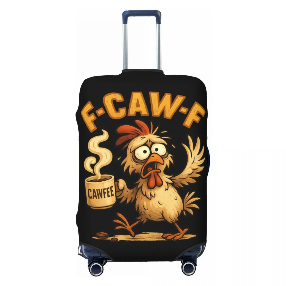 F-CAW-F Chicken Funny Crazy Screaming Coffee Suitcase Cover Travel Protection Vacation Strectch Luggage Supplies