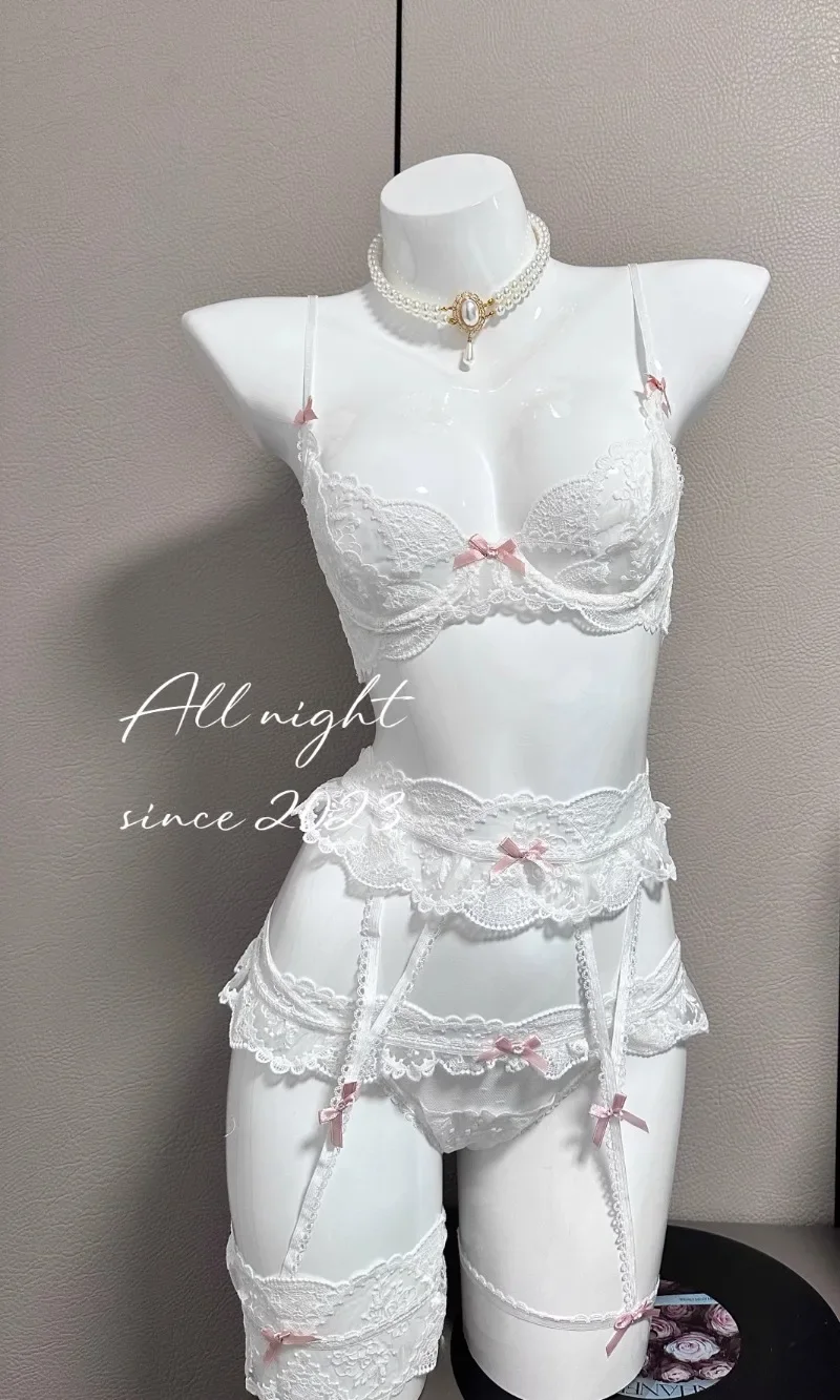 Sweet Women Underwear Sexy Exotic Sets Lace Embroidered Lingerie Set Small Ches… - Image 2