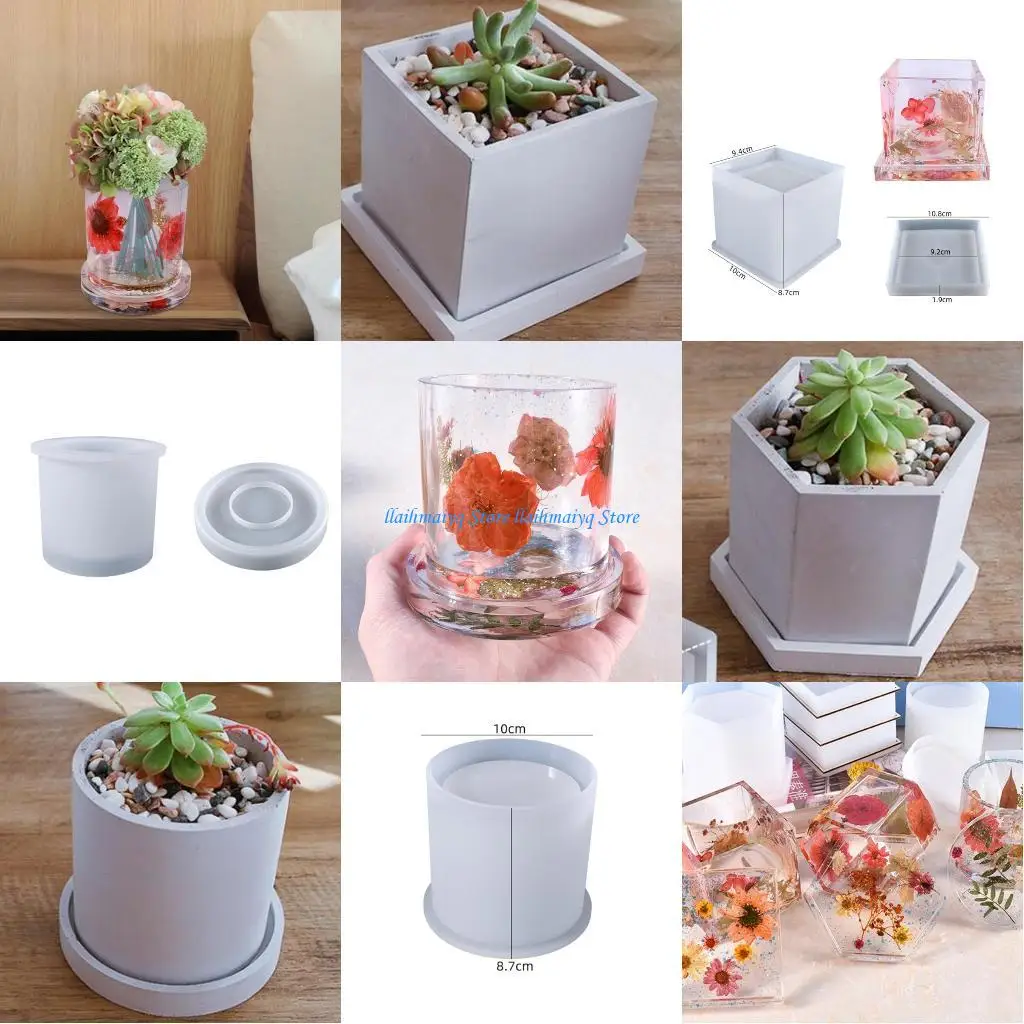 

573B Planter Vase Flowerpot Silicone Mould Handcraft Soap Resin Mold