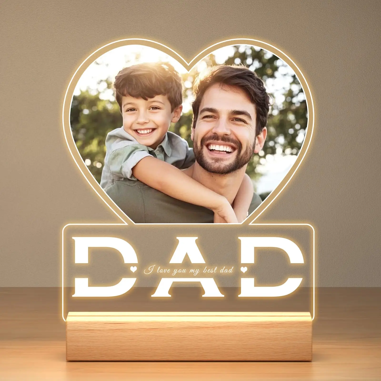 

Happy Father's Day Personalized Photo Gifts for Dad Custom Anniversary Picture Frames Acrylic Plaque Night Light For Husband MOM